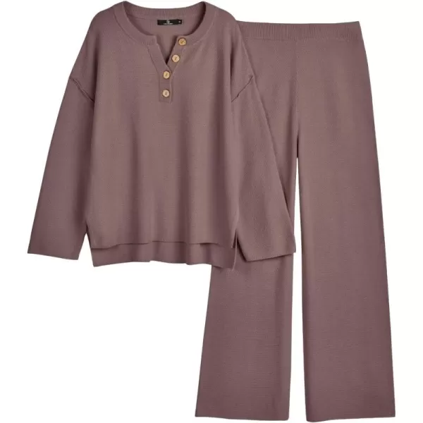 LILLUSORY Womens 2 Piece Lounge Sets Oversized Slouchy Matching Sets Cozy Knit SetsNutmeg