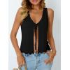 imageLILLUSORY Crochet Tops for Women Summer Vacation Outfits Beach Coverup Going Out Tie Front Spring Sweater Vest 2025 FashionBlack
