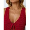 imageLILLUSORY Crochet Tops for Women Summer Vacation Outfits Beach Coverup Going Out Tie Front Spring Sweater Vest 2025 FashionRed