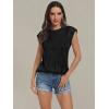 imageLILLUSORY Dressy Casual Blouses for Women 2025 Summer Trendy Tops Cap Short Sleeve TShirts Cute Shirt Work Clothes SpringBlack