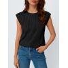imageLILLUSORY Dressy Casual Blouses for Women 2025 Summer Trendy Tops Cap Short Sleeve TShirts Cute Shirt Work Clothes SpringBlack