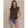 imageLILLUSORY Dressy Casual Blouses for Women 2025 Summer Trendy Tops Cap Short Sleeve TShirts Cute Shirt Work Clothes SpringCoffee