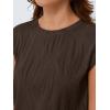 imageLILLUSORY Dressy Casual Blouses for Women 2025 Summer Trendy Tops Cap Short Sleeve TShirts Cute Shirt Work Clothes SpringCoffee