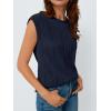 imageLILLUSORY Dressy Casual Blouses for Women 2025 Summer Trendy Tops Cap Short Sleeve TShirts Cute Shirt Work Clothes SpringNavy