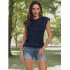 imageLILLUSORY Dressy Casual Blouses for Women 2025 Summer Trendy Tops Cap Short Sleeve TShirts Cute Shirt Work Clothes SpringNavy