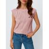 imageLILLUSORY Dressy Casual Blouses for Women 2025 Summer Trendy Tops Cap Short Sleeve TShirts Cute Shirt Work Clothes SpringPink