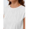imageLILLUSORY Dressy Casual Blouses for Women 2025 Summer Trendy Tops Cap Short Sleeve TShirts Cute Shirt Work Clothes SpringWhite