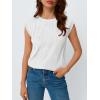 imageLILLUSORY Dressy Casual Blouses for Women 2025 Summer Trendy Tops Cap Short Sleeve TShirts Cute Shirt Work Clothes SpringWhite