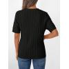 imageLILLUSORY Short Sleeve Sweater for Women Summer Business Casual Dressy Outfits Work Tops Lightweight Spring Blouses 2025Black