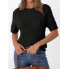 imageLILLUSORY Short Sleeve Sweater for Women Summer Business Casual Dressy Outfits Work Tops Lightweight Spring Blouses 2025Black