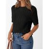 imageLILLUSORY Short Sleeve Sweater for Women Summer Business Casual Dressy Outfits Work Tops Lightweight Spring Blouses 2025Black