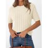 imageLILLUSORY Short Sleeve Sweater for Women Summer Business Casual Dressy Outfits Work Tops Lightweight Spring Blouses 2025Cream