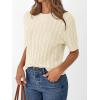 imageLILLUSORY Short Sleeve Sweater for Women Summer Business Casual Dressy Outfits Work Tops Lightweight Spring Blouses 2025Cream