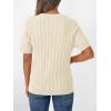 imageLILLUSORY Short Sleeve Sweater for Women Summer Business Casual Dressy Outfits Work Tops Lightweight Spring Blouses 2025Cream