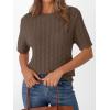 imageLILLUSORY Short Sleeve Sweater for Women Summer Business Casual Dressy Outfits Work Tops Lightweight Spring Blouses 2025Nutmeg