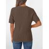 imageLILLUSORY Short Sleeve Sweater for Women Summer Business Casual Dressy Outfits Work Tops Lightweight Spring Blouses 2025Nutmeg
