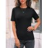 imageLILLUSORY Spring Sweater Short Sleeve Shirts for Women Work Tops Business Casual Summer Dressy Outfits Professional ClothesBlack