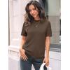 imageLILLUSORY Spring Sweater Short Sleeve Shirts for Women Work Tops Business Casual Summer Dressy Outfits Professional ClothesCoffee