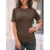 imageLILLUSORY Spring Sweater Short Sleeve Shirts for Women Work Tops Business Casual Summer Dressy Outfits Professional ClothesCoffee
