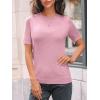 imageLILLUSORY Spring Sweater Short Sleeve Shirts for Women Work Tops Business Casual Summer Dressy Outfits Professional ClothesPink