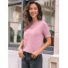 imageLILLUSORY Spring Sweater Short Sleeve Shirts for Women Work Tops Business Casual Summer Dressy Outfits Professional ClothesPink