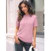 imageLILLUSORY Spring Sweater Short Sleeve Shirts for Women Work Tops Business Casual Summer Dressy Outfits Professional ClothesPink