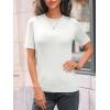 imageLILLUSORY Spring Sweater Short Sleeve Shirts for Women Work Tops Business Casual Summer Dressy Outfits Professional ClothesWhite