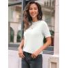 imageLILLUSORY Spring Sweater Short Sleeve Shirts for Women Work Tops Business Casual Summer Dressy Outfits Professional ClothesWhite