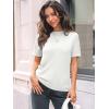 imageLILLUSORY Spring Sweater Short Sleeve Shirts for Women Work Tops Business Casual Summer Dressy Outfits Professional ClothesWhite