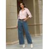 imageLILLUSORY Striped Button Down Shirts for Women 2025 Summer Long Sleeve Tops Work Blouses Vacation Outfits Spring Clothes StripedPink M