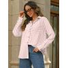 imageLILLUSORY Striped Button Down Shirts for Women 2025 Summer Long Sleeve Tops Work Blouses Vacation Outfits Spring Clothes StripedPink M
