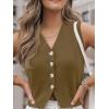 imageLILLUSORY Sweater Vest Women Dressy Button Up Sweater Tank Tops 2025 Knit Work Business Casual OutfitsCamel
