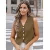 imageLILLUSORY Sweater Vest Women Dressy Button Up Sweater Tank Tops 2025 Knit Work Business Casual OutfitsCamel