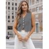 imageLILLUSORY Sweater Vest Women Dressy Button Up Sweater Tank Tops 2025 Knit Work Business Casual OutfitsGray