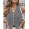 imageLILLUSORY Sweater Vest Women Dressy Button Up Sweater Tank Tops 2025 Knit Work Business Casual OutfitsGray
