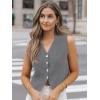 imageLILLUSORY Sweater Vest Women Dressy Button Up Sweater Tank Tops 2025 Knit Work Business Casual OutfitsGray