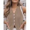 imageLILLUSORY Sweater Vest Women Dressy Button Up Sweater Tank Tops 2025 Knit Work Business Casual OutfitsLightcamel