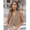 imageLILLUSORY Sweater Vest Women Dressy Button Up Sweater Tank Tops 2025 Knit Work Business Casual OutfitsLightcamel