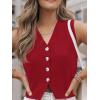 imageLILLUSORY Sweater Vest Women Dressy Button Up Sweater Tank Tops 2025 Knit Work Business Casual OutfitsRed