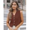 imageLILLUSORY Sweater Vest Women Dressy Button Up Sweater Tank Tops 2025 Knit Work Business Casual OutfitsRust