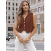 imageLILLUSORY Sweater Vest Women Dressy Button Up Sweater Tank Tops 2025 Knit Work Business Casual OutfitsRust