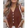 imageLILLUSORY Sweater Vest Women Dressy Button Up Sweater Tank Tops 2025 Knit Work Business Casual OutfitsRust