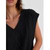 imageLILLUSORY Sweater Vest Women Trendy Cable Knit Cap Sleeve Tops 2025 V Neck Cotton Oversized Business Casual OutfitsBlack