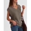 imageLILLUSORY Sweater Vest Women Trendy Cable Knit Cap Sleeve Tops 2025 V Neck Cotton Oversized Business Casual OutfitsDeepcamel