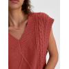 imageLILLUSORY Sweater Vest Women Trendy Cable Knit Cap Sleeve Tops 2025 V Neck Cotton Oversized Business Casual OutfitsOrange