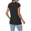 imageLILLUSORY V Neck T Shirts for Women Cap Sleeve Business Casual Tops Summer Cute Beach Vacation Clothes Basics TeesBlack