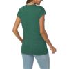 imageLILLUSORY V Neck T Shirts for Women Cap Sleeve Business Casual Tops Summer Cute Beach Vacation Clothes Basics TeesGreen