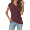 imageLILLUSORY V Neck T Shirts for Women Cap Sleeve Business Casual Tops Summer Cute Beach Vacation Clothes Basics TeesWinered