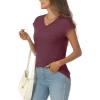 imageLILLUSORY V Neck T Shirts for Women Cap Sleeve Business Casual Tops Summer Cute Beach Vacation Clothes Basics TeesWinered