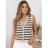 imageLILLUSORY Vest Tops for Women 2025 Fall Outfits Striped Sweaters Button Up Casual Shirts Blouses Jacket Fashion ClothesApricotblack